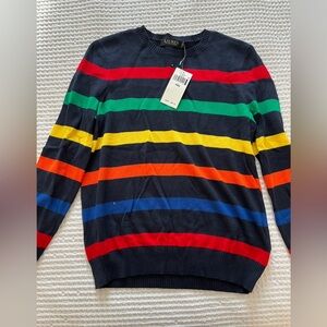 LAUREN BY RALPH LAUREN Navy Rainbow Sweater XS Petite NWT